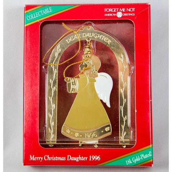 American Greetings 18K Gold Plated Merry Christmas Daughter Ornament 1996 - Picture 1 of 7